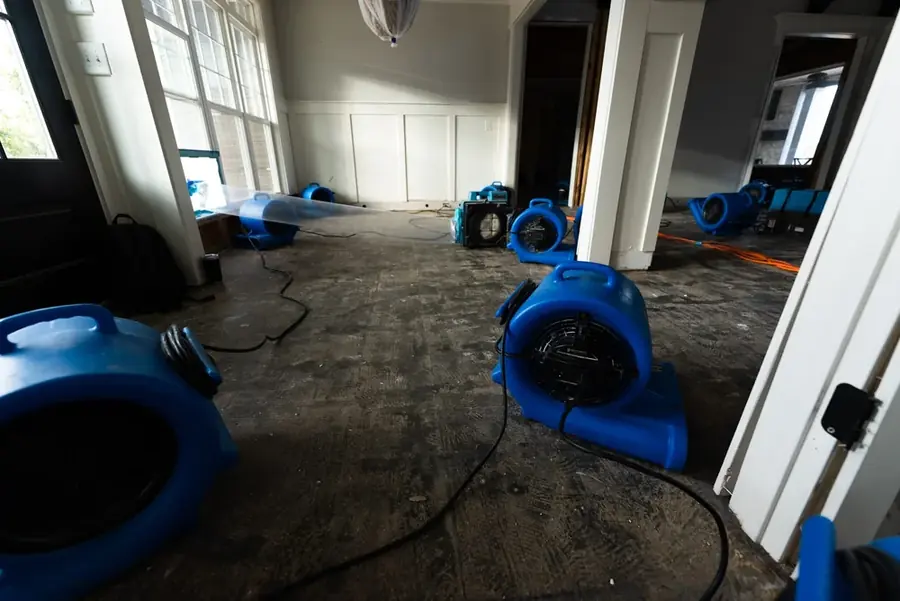 Water damaged flooring cleared in a Pasadena room