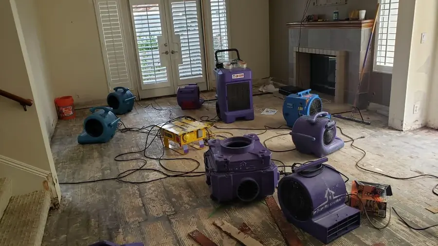 Wall opened to dry a cavity in a Pasadena home