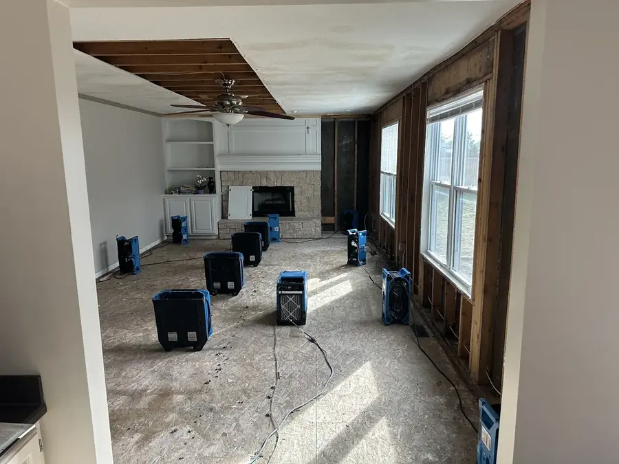 Baseboard removed after a leak in a Pasadena home