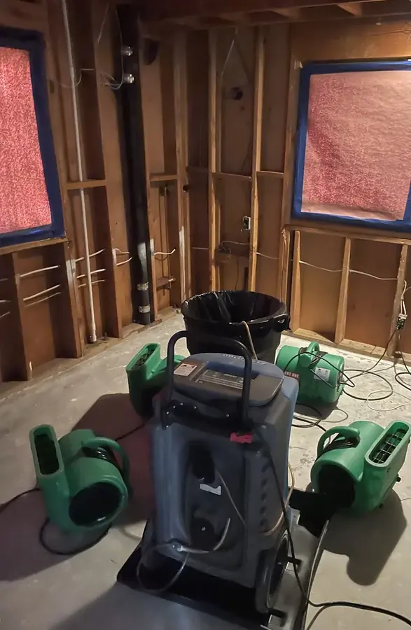 Water damage from a burst pipe inside a Pasadena wall