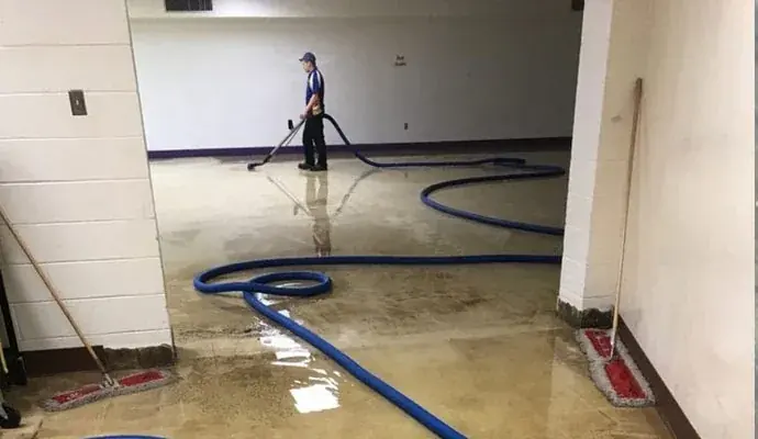 Drying a slab floor after a slab leak in a Pasadena home