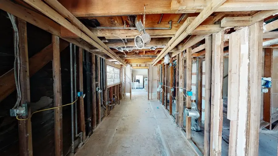 Pasadena home opened to the framing and dried after major storm water damage